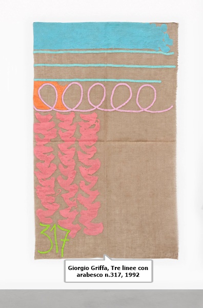 Giorgio Griffa, Tre linee con arabesco n.317, 1992 