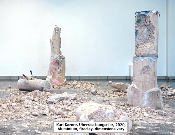 Karl Karner, Überraschungseier, 2020, Aluminium, fireclay, dimensions vary