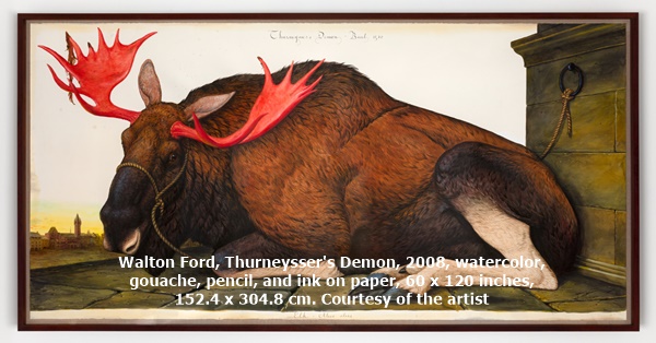 Walton Ford, Thurneysser's Demon, 2008, watercolor, gouache, pencil, and ink on paper, 60 x 120 inches, 152.4 x 304.8 cm. Courtesy of the artist