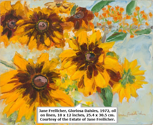 Jane Freilicher, Gloriosa Daisies, 1972, oil on linen, 10 x 12 inches, 25.4 x 30.5 cm. Courtesy of the Estate of Jane Freilicher.