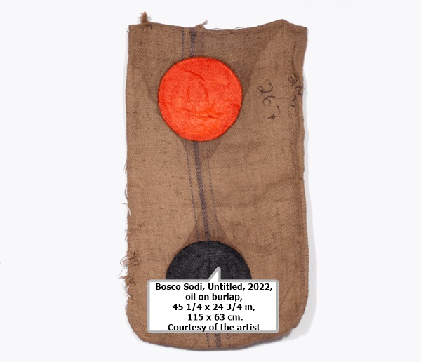 Bosco Sodi, Untitled, 2022, oil on burlap, 45 1/4 x 24 3/4 in, 115 x 63 cm. Courtesy of the artist