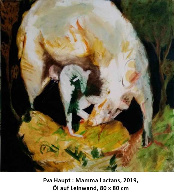 Eva Haupt : Mamma Lactans, 2019, Öl auf Leinwand, 80 x 80 cm 