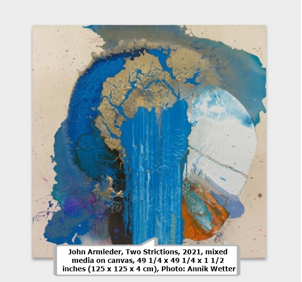 John Armleder, Two Strictions, 2021, mixed media on canvas, 49 1/4 x 49 1/4 x 1 1/2 inches (125 x 125 x 4 cm), Photo: Annik Wetter