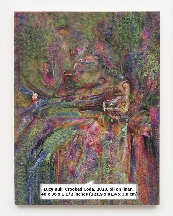 Lucy Bull, Crooked Coda, 2020, oil on linen, 48 x 36 x 1 1/2 inches (121.9 x 91.4 x 3.8 cm)