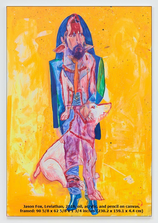 Jason Fox, Leviathan, 2019, oil, acrylic, and pencil on canvas, framed: 90 5/8 x 62 5/8 x 1 3/4 inches (230.2 x 159.1 x 4.4 cm)