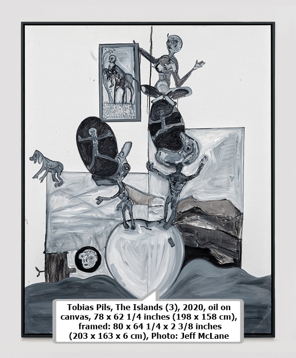Tobias Pils, The Islands (3), 2020, oil on canvas, 78 x 62 1/4 inches (198 x 158 cm), framed: 80 x 64 1/4 x 2 3/8 inches (203 x 163 x 6 cm), Photo: Jeff McLane