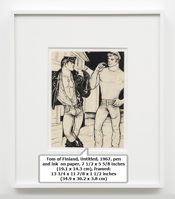 Tom of Finland, Untitled, 1967, pen and ink on paper, 7 1/2 x 5 5/8 inches (19.1 x 14.3 cm), framed: 13 3/4 x 11 7/8 x 1 1/2 inches (34.9 x 30.2 x 3.8 cm)