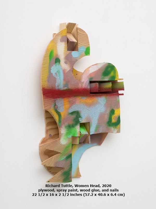 Richard Tuttle, Women Head, 2020
plywood, spray paint, wood glue, and nails
22 1/2 x 16 x 2 1/2 inches (57.2 x 40.6 x 6.4 cm)