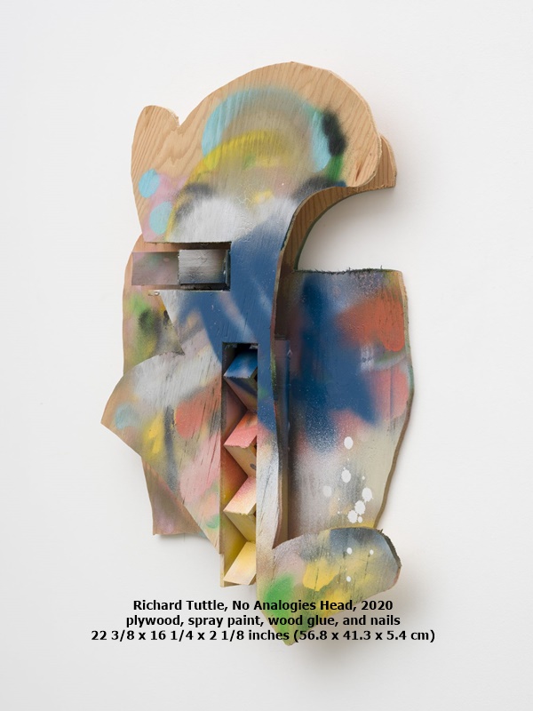 Richard Tuttle, No Analogies Head, 2020
plywood, spray paint, wood glue, and nails
22 3/8 x 16 1/4 x 2 1/8 inches (56.8 x 41.3 x 5.4 cm)