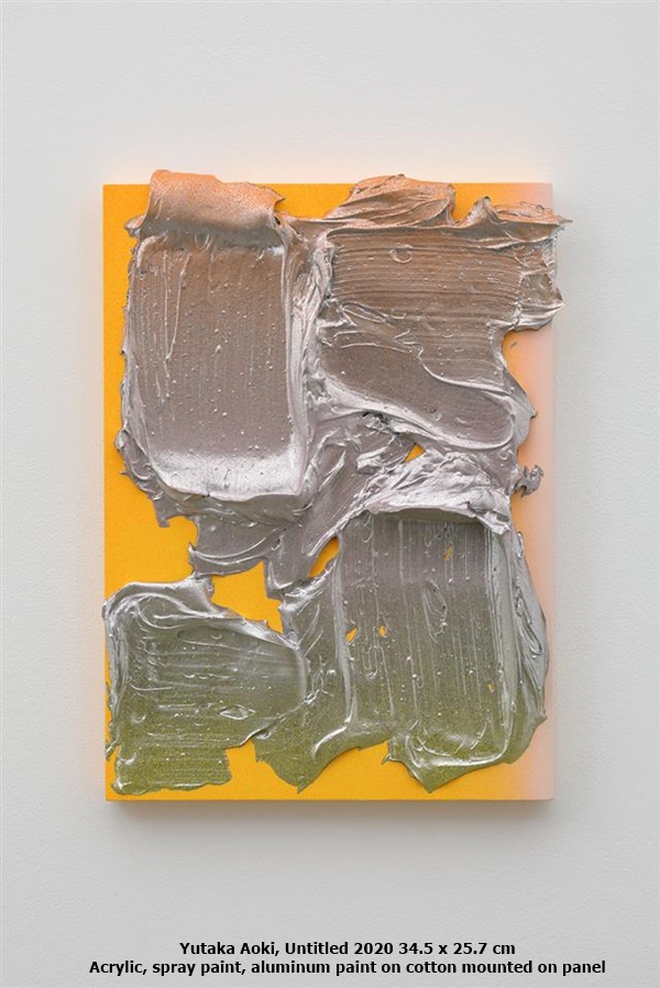 Yutaka Aoki, Untitled 2020 34.5 x 25.7 cm
Acrylic, spray paint, aluminum paint on cotton mounted on panel