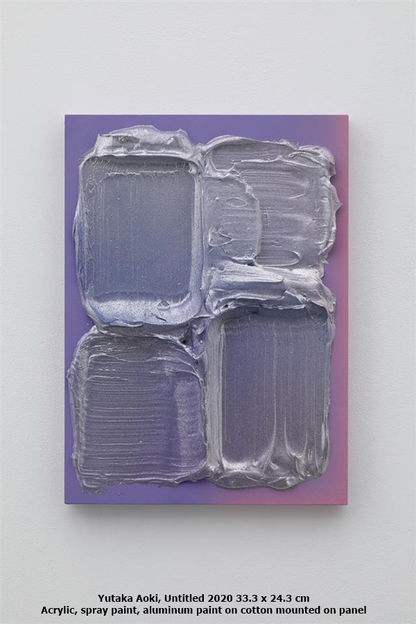 Yutaka Aoki, Untitled
2020
33.3 x 24.3 cm
Acrylic, spray paint, aluminum paint on cotton mounted on panel 