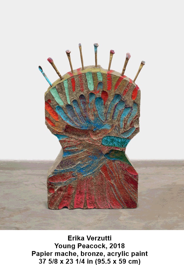 Erika Verzutti

Young Peacock, 2018

Papier mache, bronze, acrylic paint

37 5/8 x 23 1/4 in (95.5 x 59 cm)