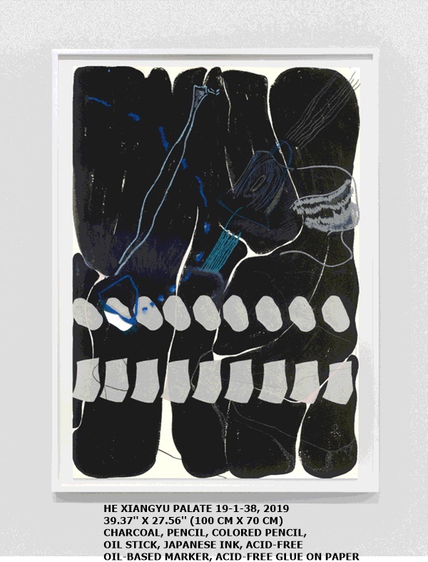HE XIANGYU
PALATE 19-1-38, 2019
39.37'' X 27.56'' (100 CM X 70 CM)
CHARCOAL, PENCIL, COLORED PENCIL, OIL STICK, JAPANESE INK, ACID-FREE OIL-BASED MARKER, ACID-FREE GLUE ON PAPER