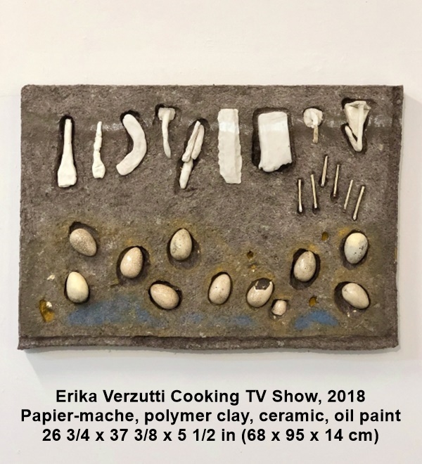 
Erika Verzutti
Cooking TV Show, 2018
Papier-mache, polymer clay, ceramic, oil paint
26 3/4 x 37 3/8 x 5 1/2 in (68 x 95 x 14 cm)

