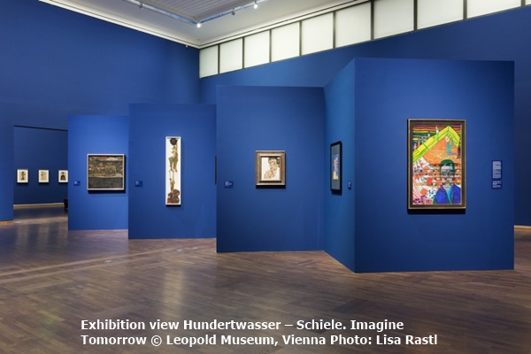 Exhibition view Hundertwasser – Schiele. Imagine Tomorrow © Leopold Museum, Vienna Photo: Lisa Rastl