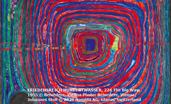 FRIEDENSREICH HUNDERTWASSER, 224 The Big Way, 1955 © Belvedere, Vienna Photo: Belvedere, Vienna/Johannes Stoll © 2020 Namida AG, Glarus, Switzerland