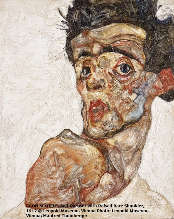 EGON SCHIELE, Self-Portrait with Raised Bare Shoulder, 1912 © Leopold Museum, Vienna Photo: Leopold Museum, Vienna/Manfred Thumberger