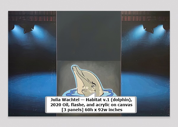 Julia Wachtel — Habitat v.1 (dolphin), 2020
Oil, flashe, and acrylic on canvas [3 panels]
60h x 92w inches