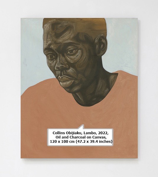 Collins Obijiaku, Lambo, 2022, Oil and Charcoal on Canvas, 120 x 100 cm (47.2 x 39.4 inches) 