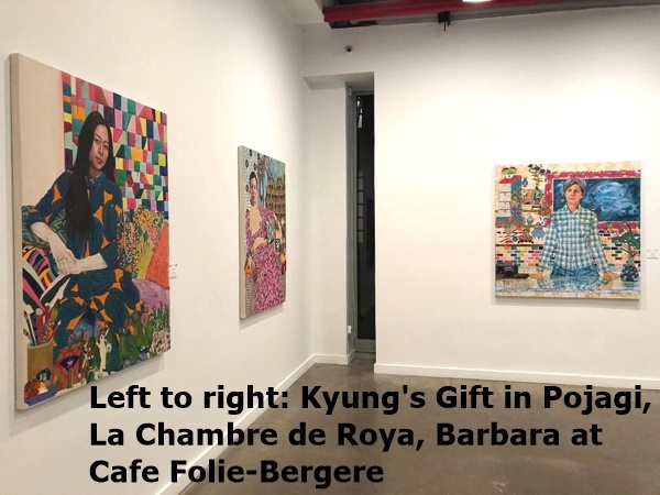 Left to right: Kyung's Gift in Pojagi, La Chambre de Roya, Barbara at Cafe Folie-Bergere