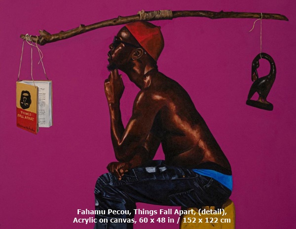 Fahamu Pecou, Things Fall Apart, (detail), Acrylic on canvas, 60 x 48 in / 152 x 122 cm