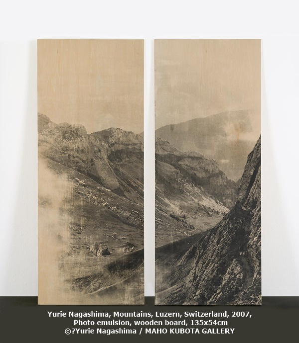 Yurie Nagashima, Mountains, Luzern, Switzerland, 2007, Photo emulsion, wooden board, 135x54cm 
©︎Yurie Nagashima / MAHO KUBOTA GALLERY
