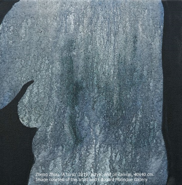 Zheng Zhou, 'A torso' 2019, acrylic and oil canvas, 40x40 cm. Image courtesi of the artist and Edouard Malingue Gallery