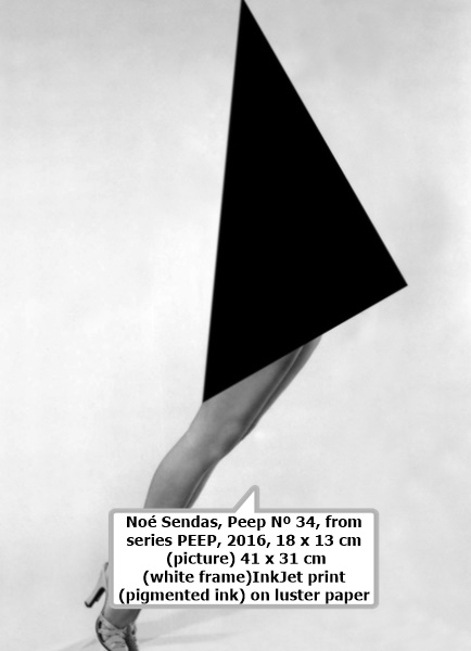 Noé Sendas
Peep Nº 34, from series PEEP, 2016, 18 x 13 cm (picture) 41 x 31 cm (white frame)
InkJet print (pigmented ink) on luster paper