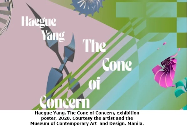 Haegue Yang, The Cone of Concern, exhibition poster, 2020. Courtesy the artist and the Museum of Contemporary Art and Design, Manila.