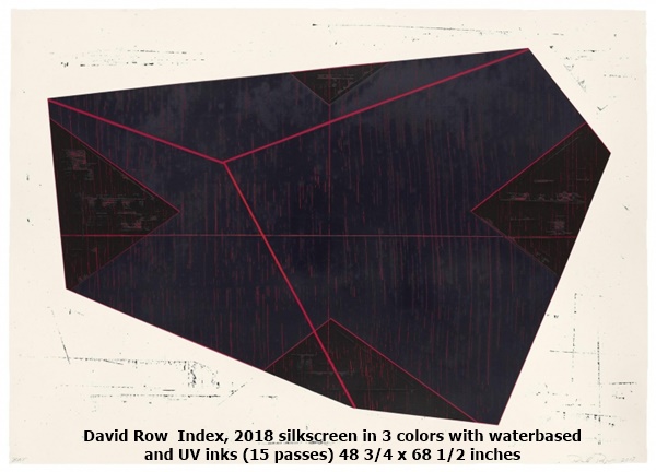 David Row,  Index, 2018 silkscreen in 3 colors with waterbased and UV inks (15 passes) 48 3/4 x 68 1/2 inches