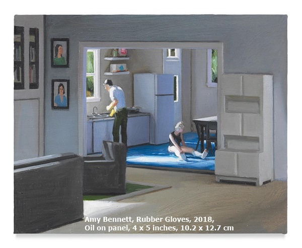 Amy Bennett, Rubber Gloves, 2018, Oil on panel, 4 x 5 inches, 10.2 x 12.7 cm