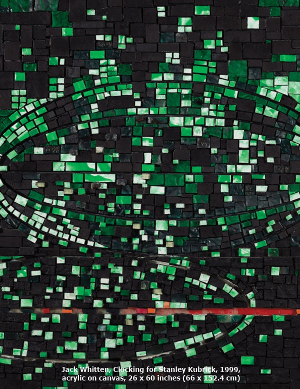 Jack Whitten, Clocking for Stanley Kubrick, 1999, acrylic on canvas, 26 x 60 inches (66 x 152.4 cm)