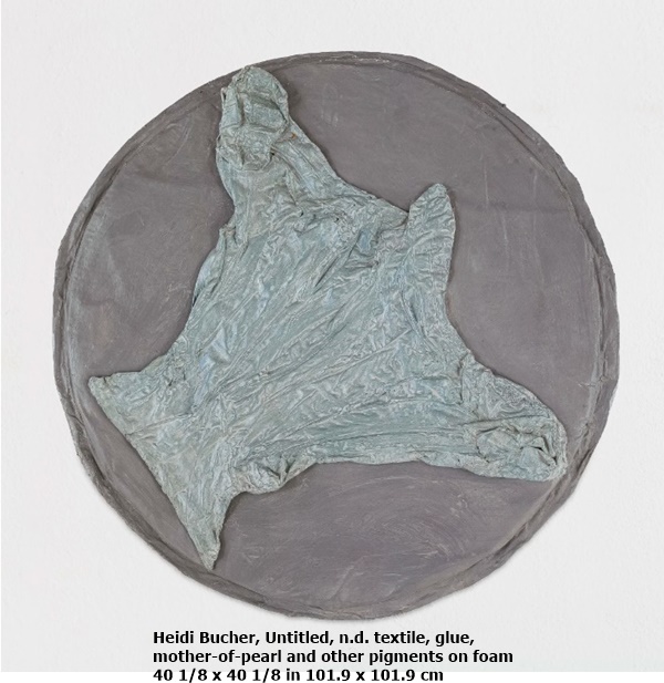 Heidi Bucher
Untitled, n.d.
textile, glue, mother-of-pearl and other pigments on foam
40 1/8 x 40 1/8 in
101.9 x 101.9 cm