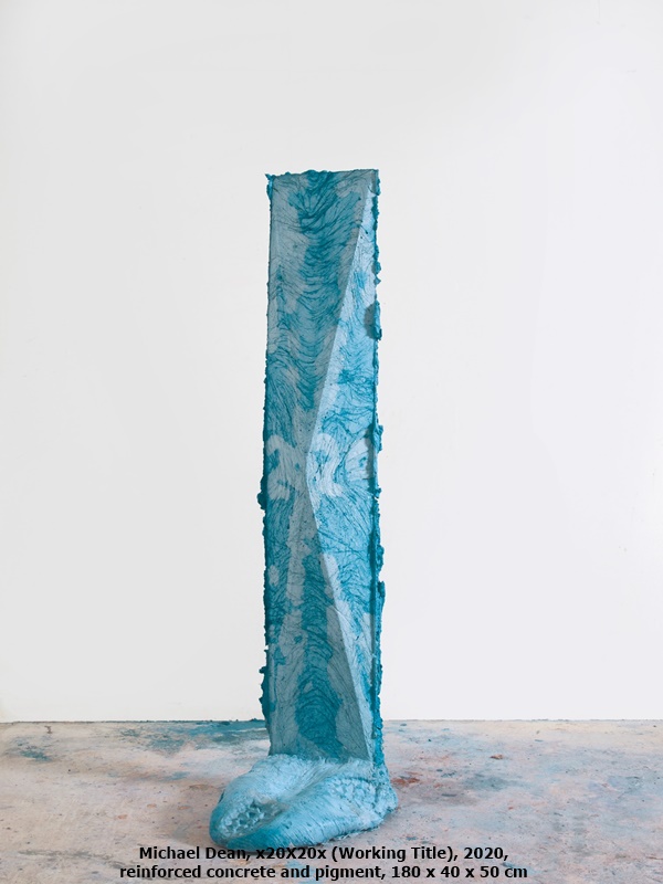 Michael Dean, x20X20x (Working Title), 2020, reinforced concrete and pigment, 180 x 40 x 50 cm
