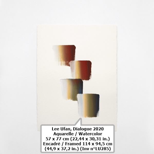 Lee Ufan
Dialogue
2020
Aquarelle / Watercolor
57 x 77 cm
(22,44 x 30,31 in.)
Encadré / Framed
114 x 94,5 cm
(44,9 x 37,2 in.)
(Inv n°LU285)