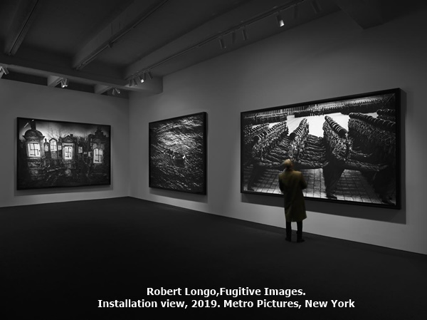 Robert Longo,Fugitive Images. Installation view, 2019. Metro Pictures, New York.