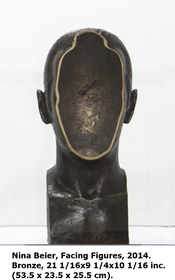 Nina Beier, Facing Figures, 2014.
Bronze, 21 1/16x9 1/4x10 1/16 inc.
(53.5 x 23.5 x 25.5 cm).