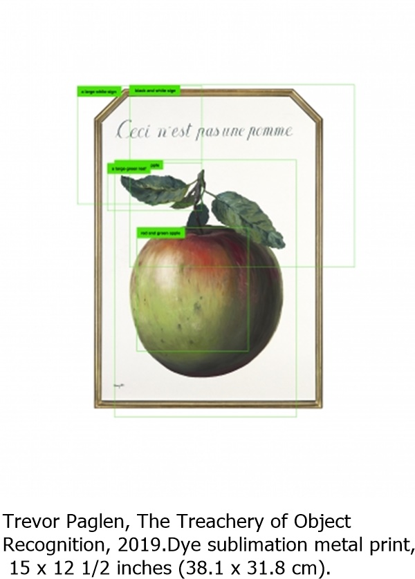 Trevor Paglen, The Treachery of Object Recognition, 2019.
Dye sublimation metal print, 15 x 12 1/2 inches (38.1 x 31.8 cm).