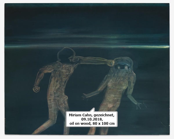 Miriam Cahn, gezeichnet, 09.10.2018, oil on wood, 80 x 100 cm