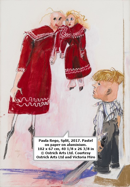 Paula Rego, Split, 2017. Pastel on paper on aluminium. 102 x 67 cm, 40 1/8 x 26 3/8 in © Ostrich Arts Ltd. Courtesy Ostrich Arts Ltd and Victoria Miro