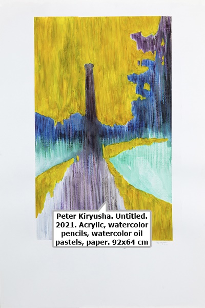 Peter Kiryusha. Untitled. 2021. Acrylic, watercolor pencils, watercolor oil pastels, paper. 92x64 cm