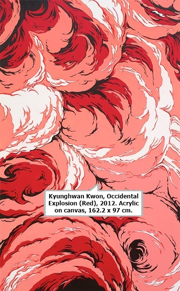 Kyunghwan Kwon, Occidental Explosion (Red), 2012. Acrylic on canvas, 162.2 x 97 cm.