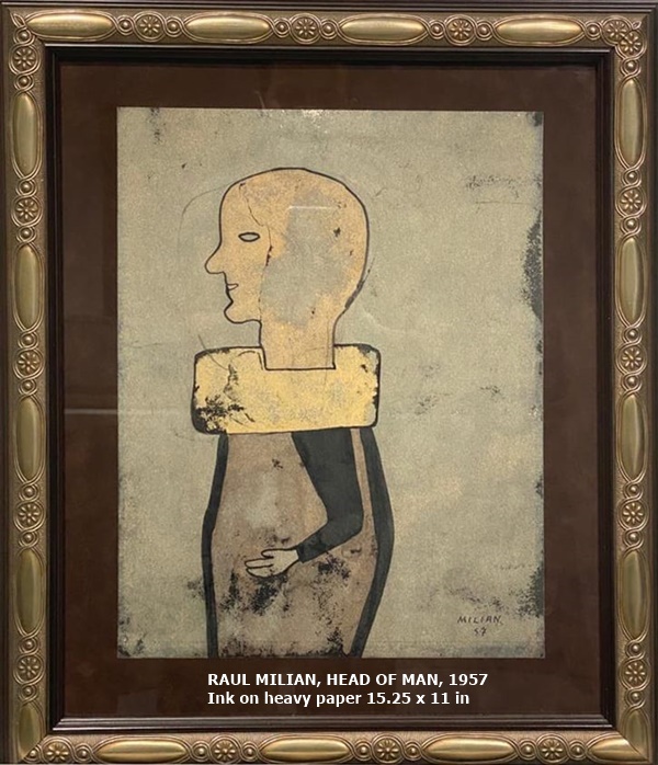 RAUL MILIAN, HEAD OF MAN, 1957
Ink on heavy paper 15.25 x 11 in