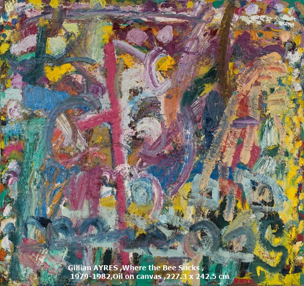 Gillian AYRES 吉莲·艾尔斯，Where the Bee Sucks 蜂采蜜的地方, 1979-1982，Oil on canvas 布面油画，227.3 x 242.5 cm