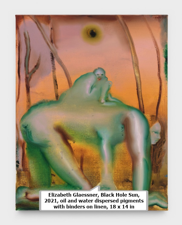 Elizabeth Glaessner, Black Hole Sun, 2021, oil and water dispersed pigments with binders on linen, 18 x 14 in