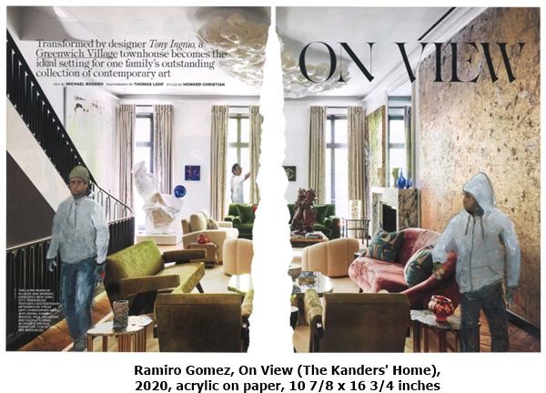 Ramiro Gomez, On View (The Kanders' Home), 2020, acrylic on paper, 10 7⁄8 x 16 3⁄4 inches