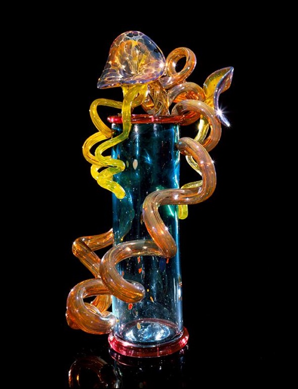 Dale Chihuly, Transparent Turquoise Venetian with Lilies, 1991, 25 x 13 x 13 inches