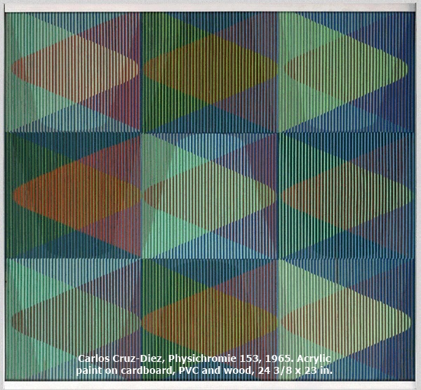 Carlos Cruz-Diez, Physichromie 153, 1965. Acrylic paint on cardboard, PVC and wood, 24 3/8 x 23 in.