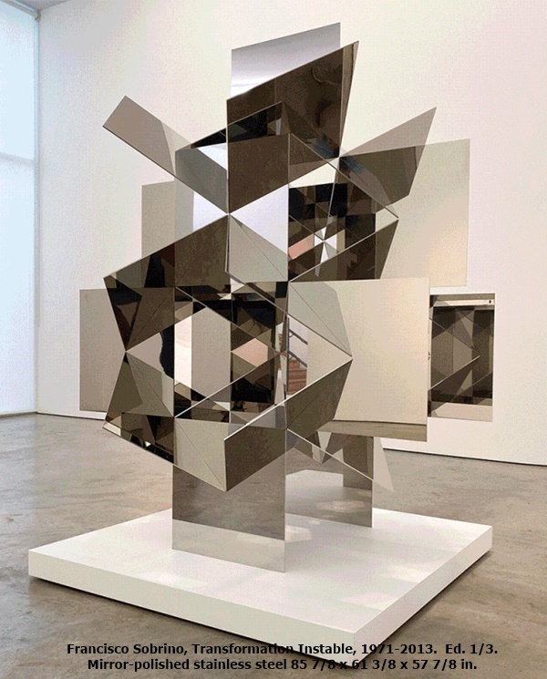 Francisco Sobrino, Transformation Instable, 1971-2013. Ed. 1/3. Mirror-polished stainless steel 85 7/8 x 61 3/8 x 57 7/8 in.