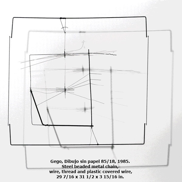Gego, Dibujo sin papel 85/18, 1985. Steel beaded metal chain, wire, thread and plastic covered wire, 29 7/16 x 31 1/2 x 3 15/16 in.